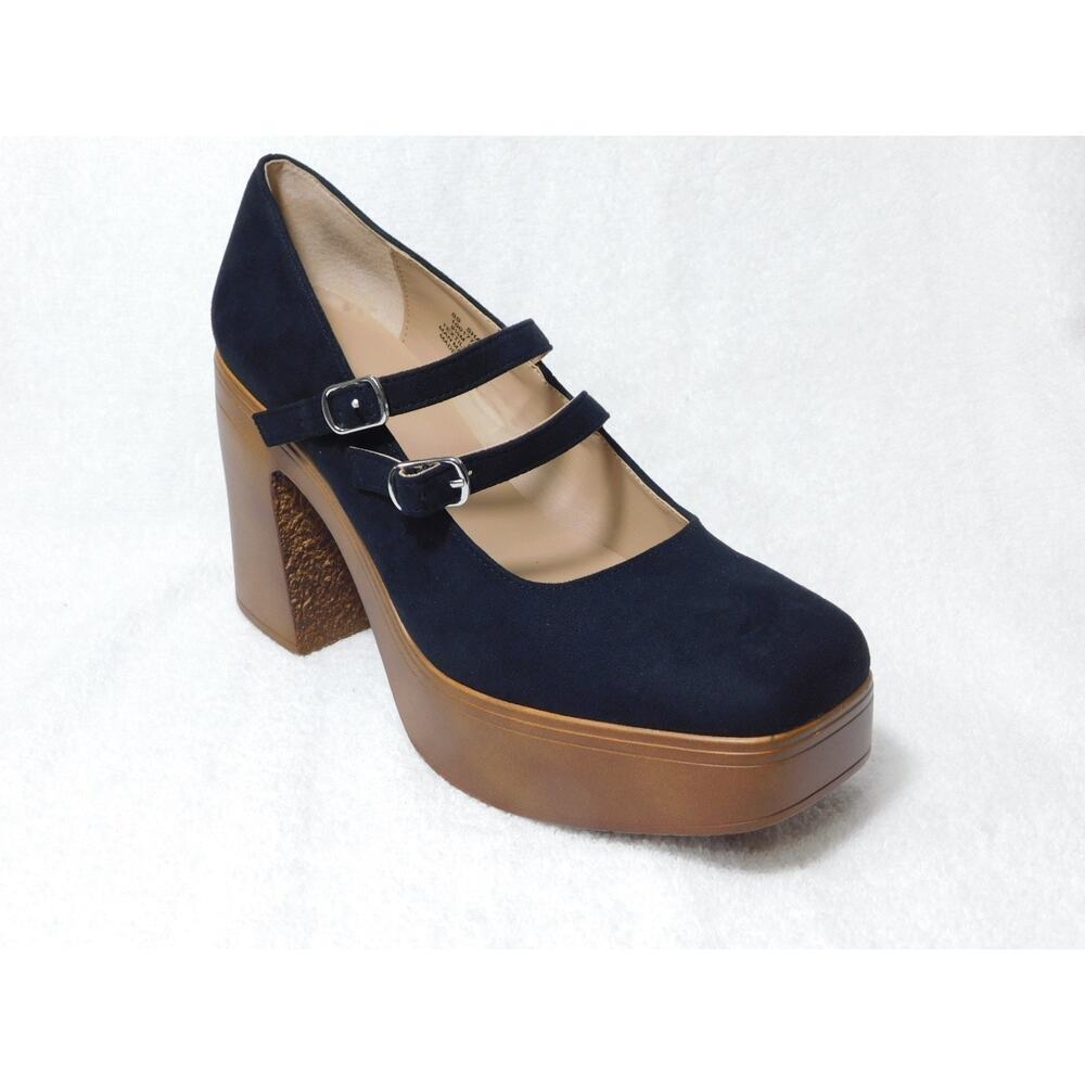 W691 Sun Stone Black Shaunaa Buckled Platform Dress Shoes 9.5 M
